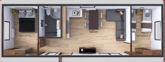 Mobile Home FAMILY 4x12 48m2 Plan with visualization